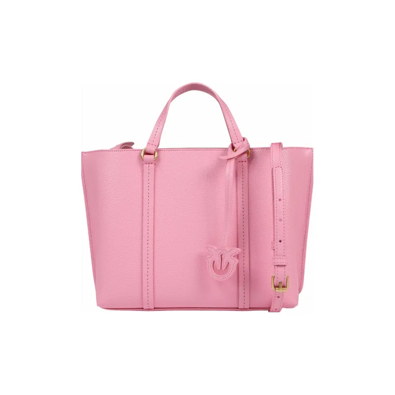 PINKO Cow Leather Tote Bag, Shopping Bag, Shoulder Bag, Handbag Women's Rose Pink-0