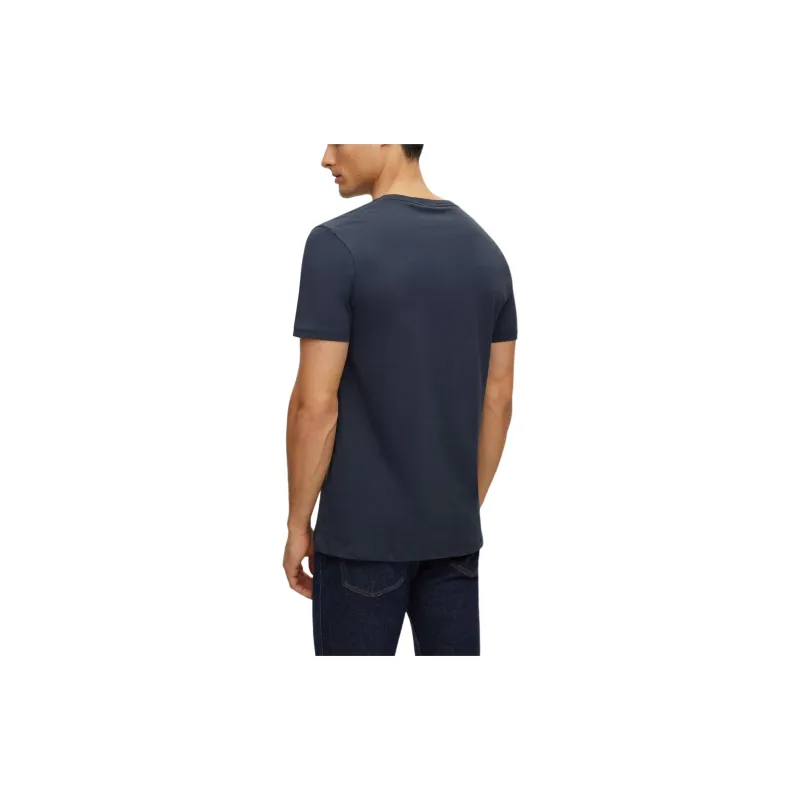 HUGO BOSS Slim Fit T Shirt In Pure Cotton With Liquid Finishing T Shirt Men's Dark Blue-2