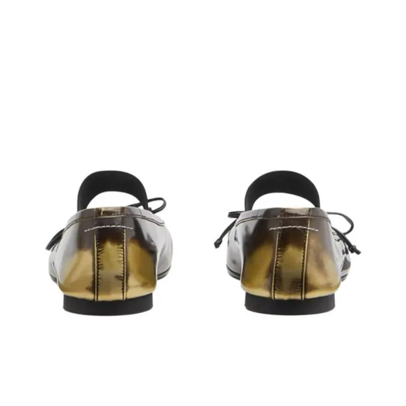 MM6 Maison Margiela Casual Single Shoes Women's Black Gold-4