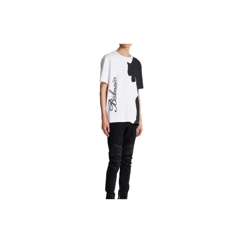 BALMAIN Tiger Print Short-Sleeved T-Shirt T-Shirt Men's White-3