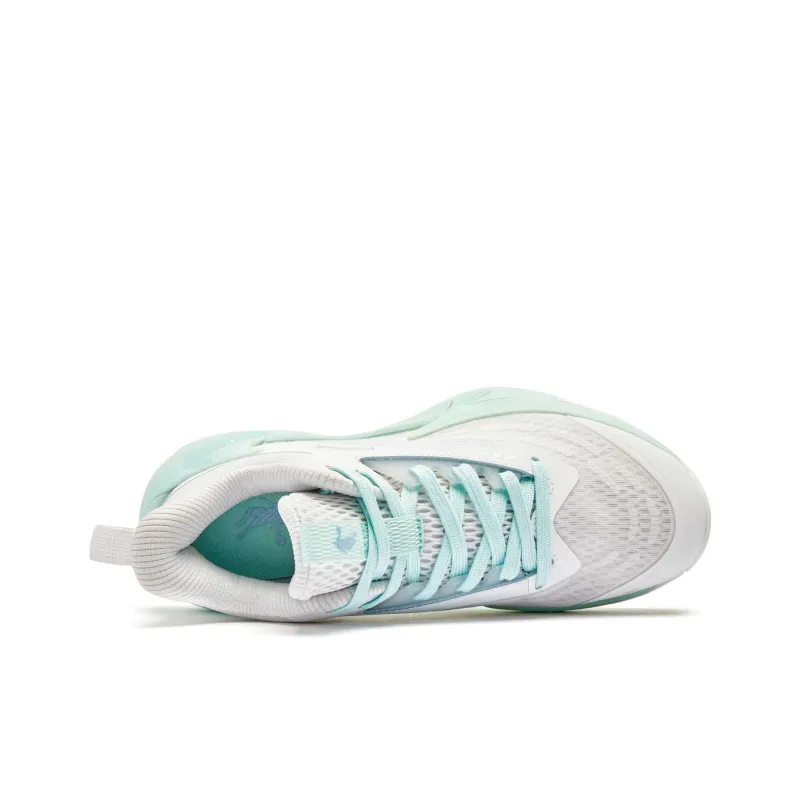 QIAODAN Slip-Resistant Low-Top Basketball Shoes Women's White Green-3