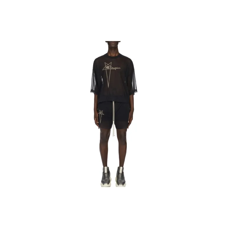 RICK OWENS Embroidered-logo Longline T-shirt-2