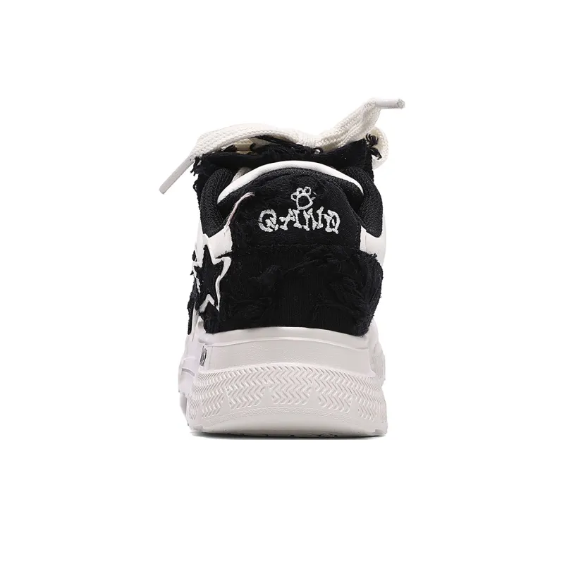 Q AND Anti Slip And Wear Resistant Height Increasing Coverage Low Top Skateboard Shoes Unisex Black White-5