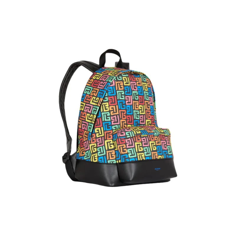 BALMAIN Cotton And Canvas Backpack Unisex Multicolor & Black-1
