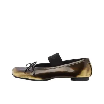 MM6 Maison Margiela Casual Single Shoes Women's Black Gold