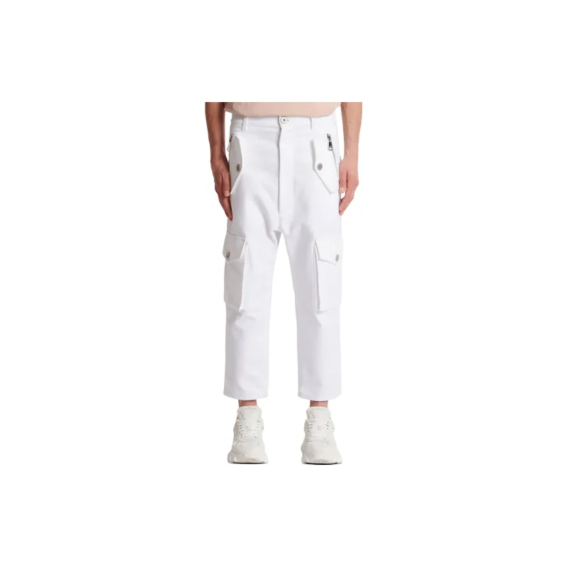 BALMAIN Loose Fit Cropped Cargo Trousers-1