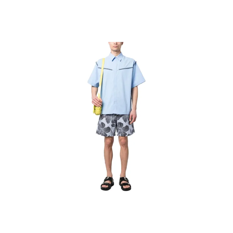 MSGM Striped Hibiscus Printed Shorts-1