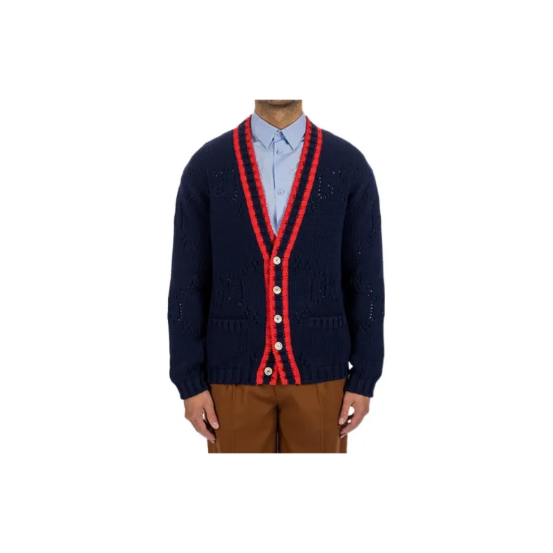 GUCCI Gg Perforated Wool Cardigan-1