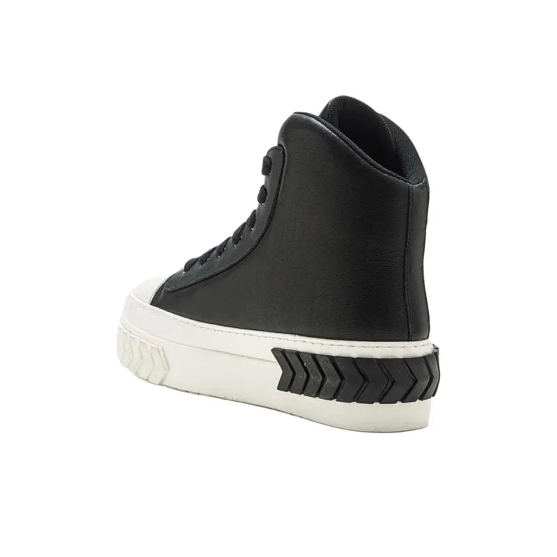 Both Tires Platform High Top Skateboard Shoes Unisex Black-4