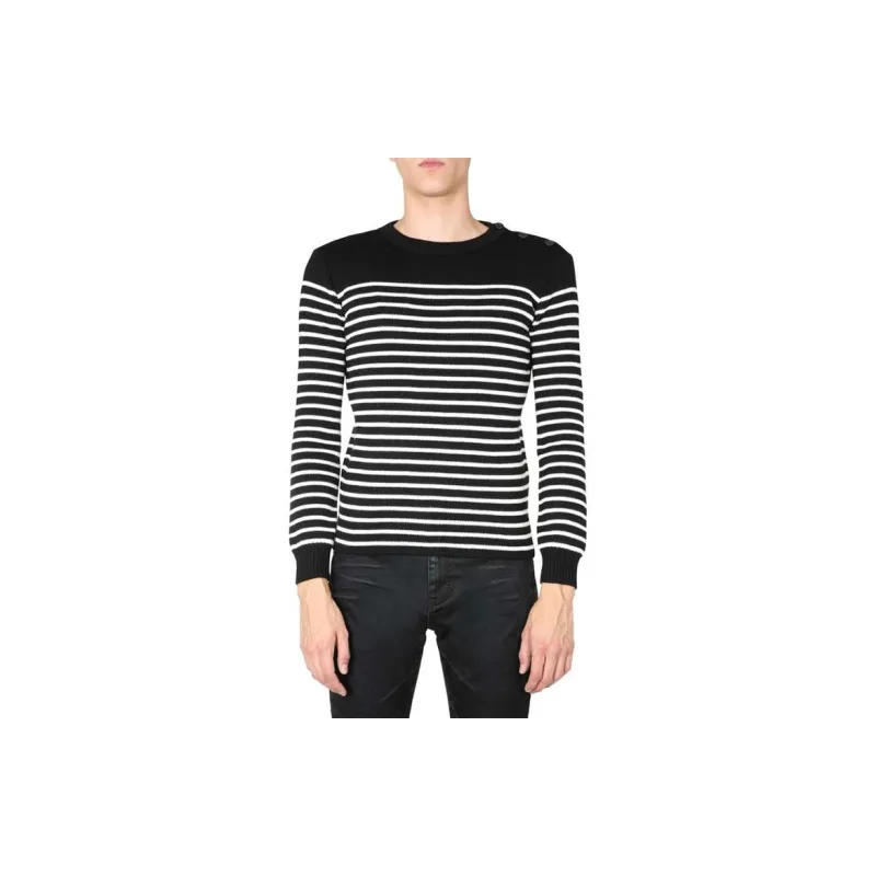 SAINT LAURENT Striped Crewneck Jumper-5