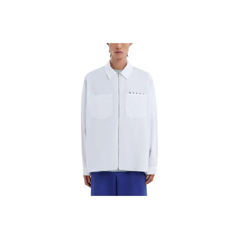 MARNI Logo Printed Long Sleeved Zipped Shirt-1