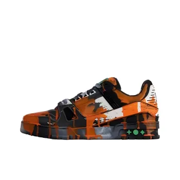 LOUIS VUITTON Trainer Low Top Skateboard Shoes Unisex Black Orange