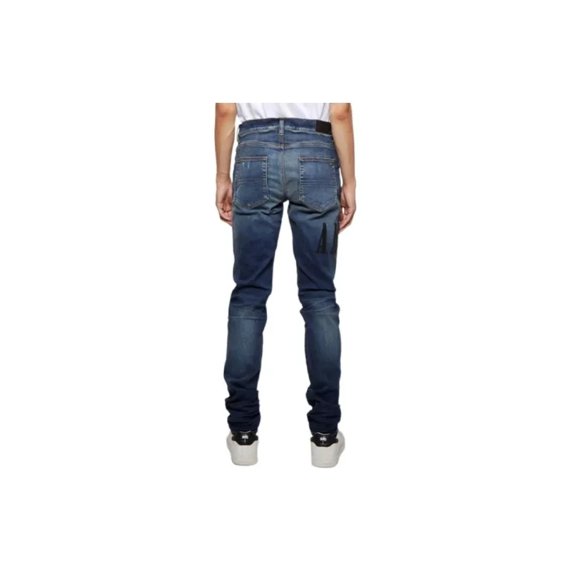 AMIRI Logo Patch Distressed Fitted Jeans-4