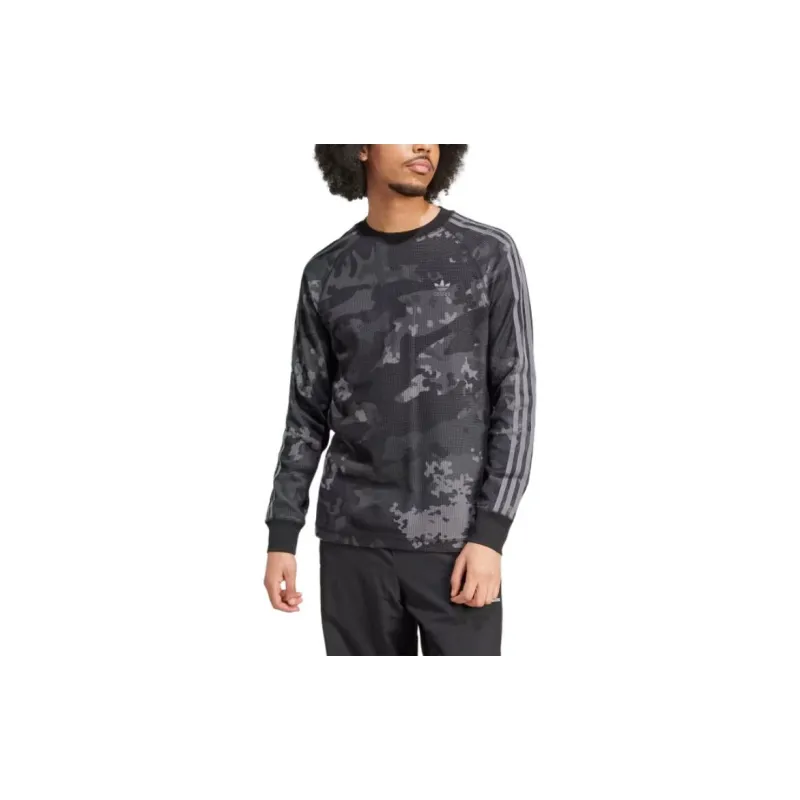 Adidas CAMO WAFFLE LONG-SLEEVE TOP Sweatshirt Men's Black-1