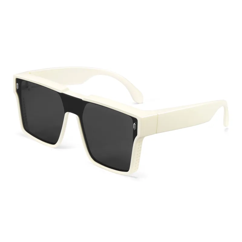 Sha Lehua TR/Memory Plastic Irregular Shape Sunglasses Unisex Bright Black, Ecru, Translucent Gray-1