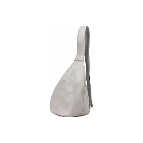 Yohji Yamamoto Cow Leather Sling Bag Shoulder Bag Crossbody Bag Men's Silver Gray