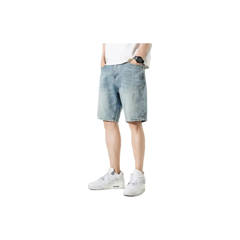 FAIRWHALE Denim Shorts Unisex Denim Blue-5