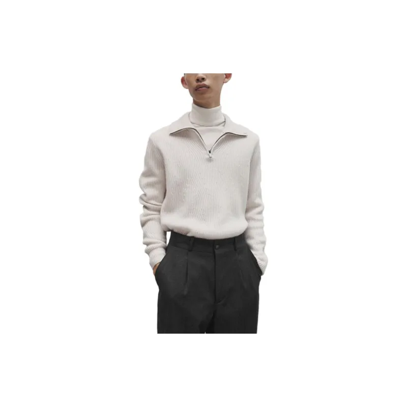 Massimo Dutti Cashmere Sweaters Men Ecru-1