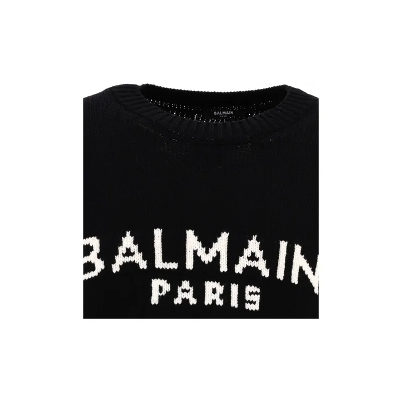 BALMAIN Logo Intarsia Knit Crewneck Jumper-6