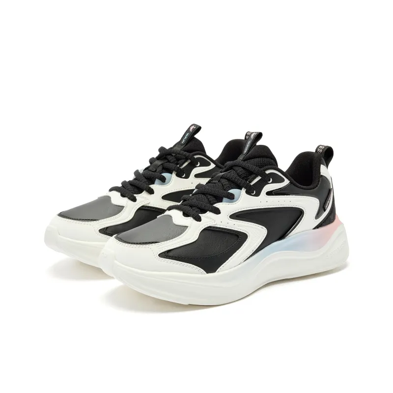 QIAODAN Anti Slip Wear Resistant Low Top Q COZY SOFT Running Shoes Women's Black White-2