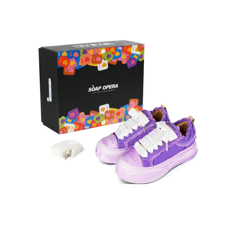 SOAP OPERA Wiping Color Series Anti Slip Wear Resistant Low Top Canvas Shoes Unisex Portuguese Dark Purple Box-11