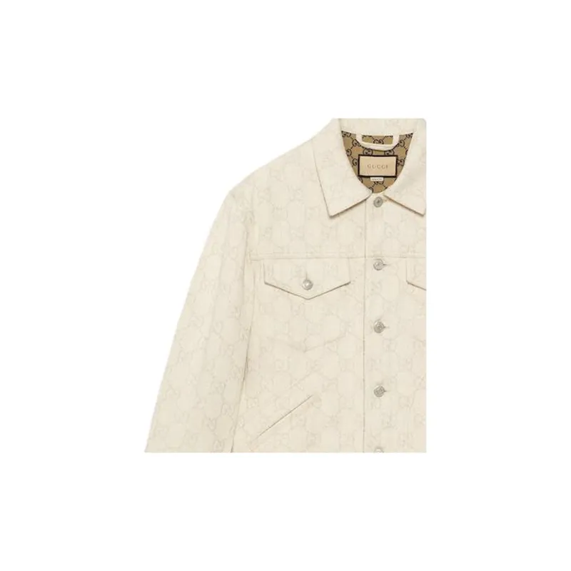 GUCCI Gg Cotton Jacquard Jacket Jackets & Coats Men's Ivory White-1