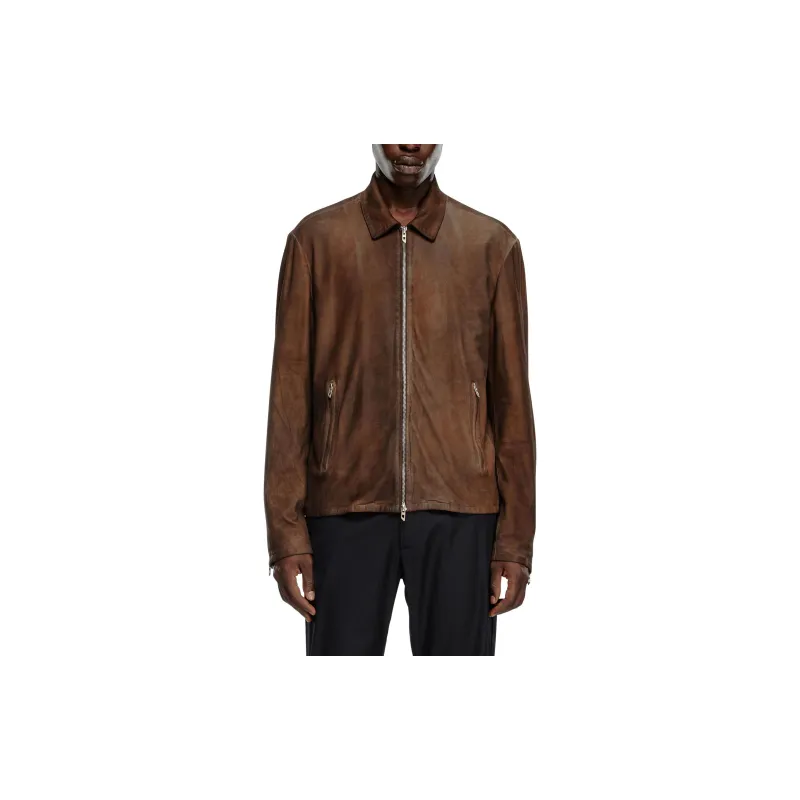 DIESEL L Crombe Zip up Leather Jacket-1