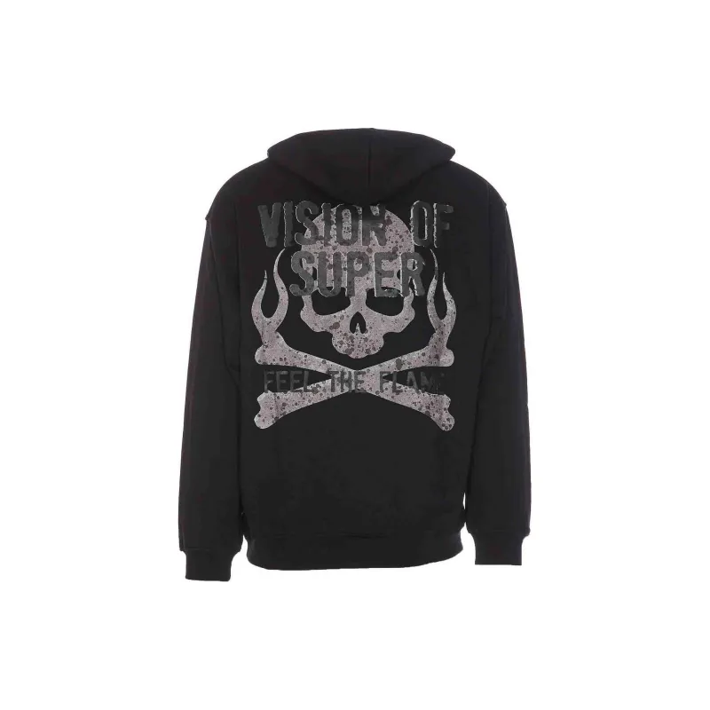 Vision Of Super Military Skull Printed Long Sleeved Hoodie-1