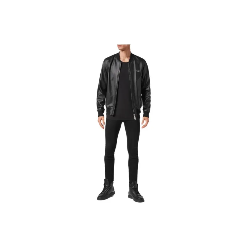 PHILIPP PLEIN Leather Bomber Jacket-1