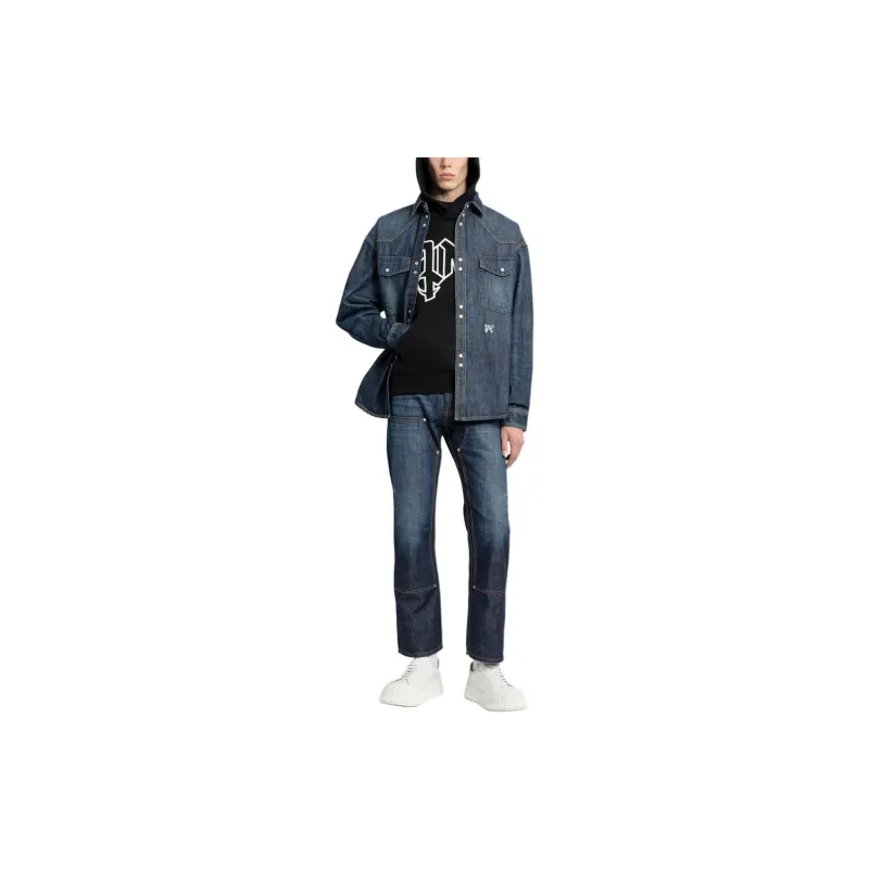 PALM ANGELS Monogram Embroidered Knitted Hoodie-5