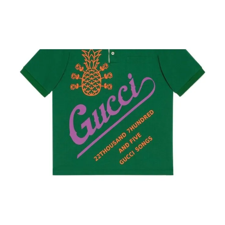 GUCCI Pineapple Collection SS22 Polo Shirt Men's Green-4
