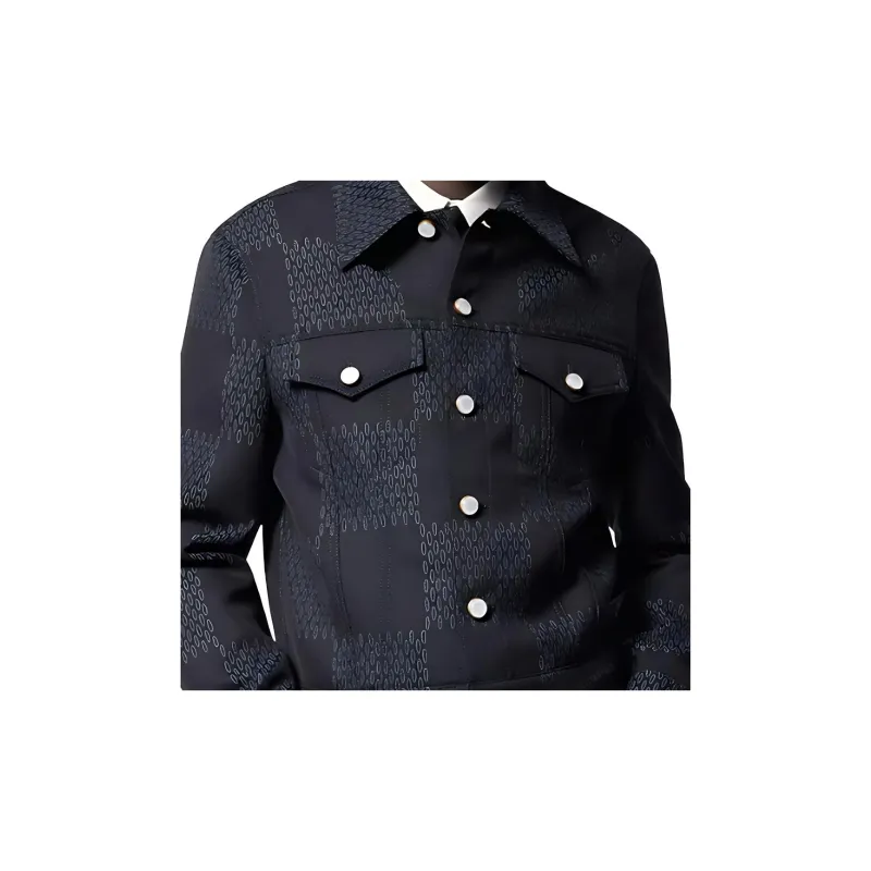 LOUIS VUITTON Damier Tailored Wool Trucker Jacket-5