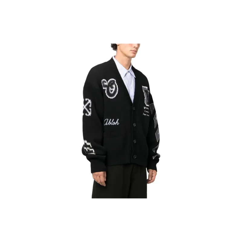 OFF WHITE Varsity V Neck Cardigan-4