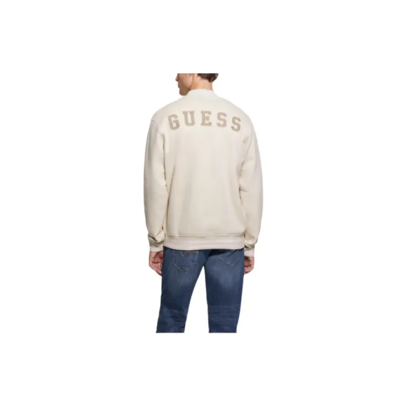 GUESS Eco Embroidered Flight Jacket Jackets Coats Men's White-2