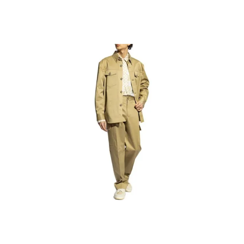 VERSACE Medusa Button Long Sleeved Shirt Jacket Shirt Men's Yellow-1