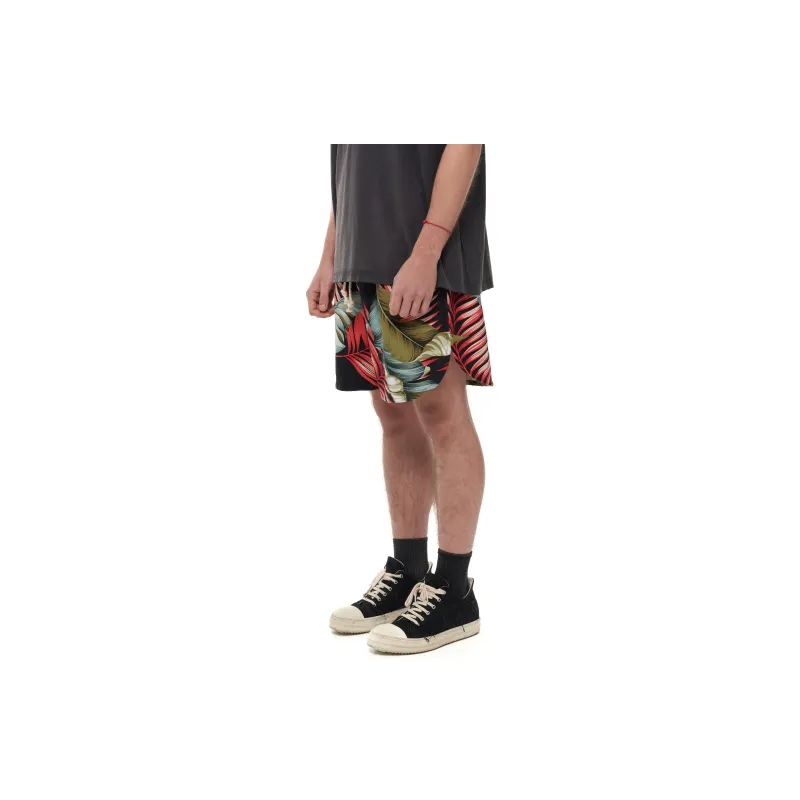 JUNGLE GURL Breathable Basketball Shorts Unisex Red Banana Leaf-2