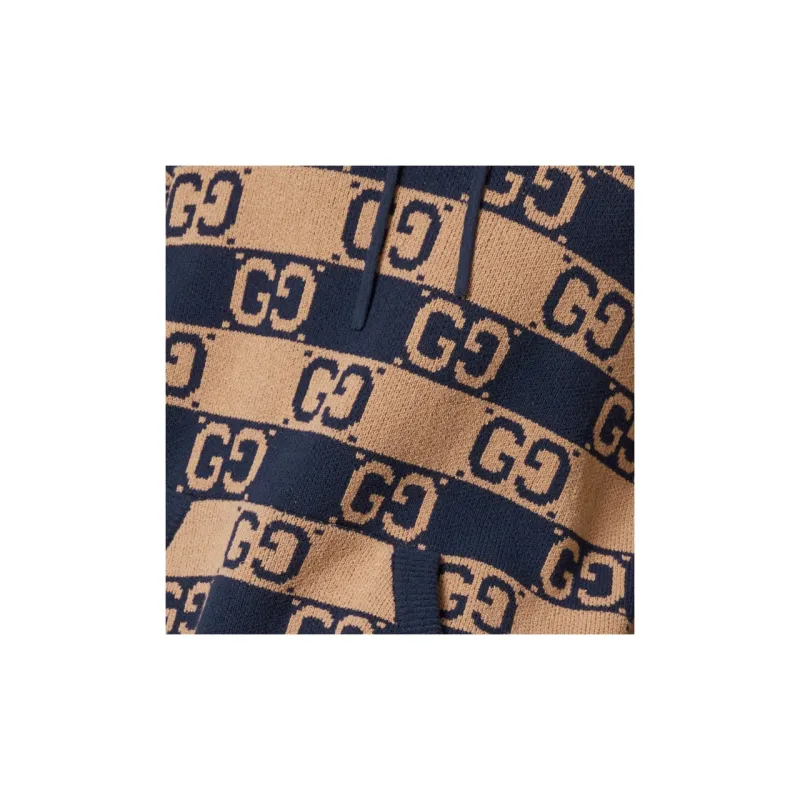 GUCCI Monogrammed Intarsia Drawstring Hoodie-4