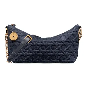 DIOR Cotton With Calfskin Hobo Bag Handbag Shoulder Bag Regular Women's Blue