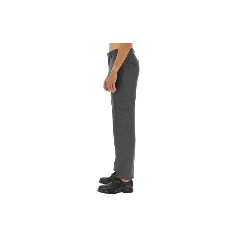 LARDINI Mid rise Wool Cargo Trousers-4