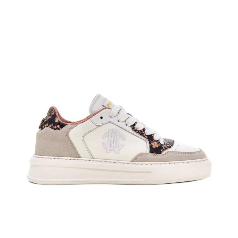 Roberto Cavalli Low-Top Skateboard Shoes Women's White Brown-1