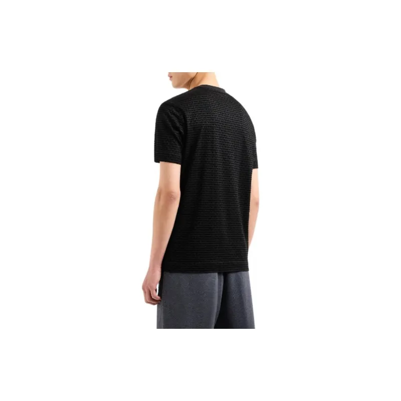 EMPORIO ARMANI Asv Lyocell blend Jersey T shirt With All over Flocked Logo Lettering-2