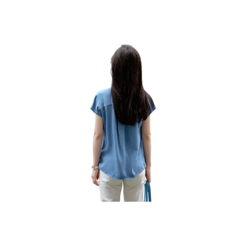 Mo Han Yi Mei Shirt Women's Denim Blue-1