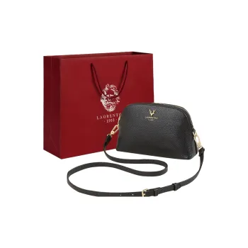 Old Man's Head Cow Leather Dome Bag Shoulder Bag Crossbody Bag Small Size Women's Black