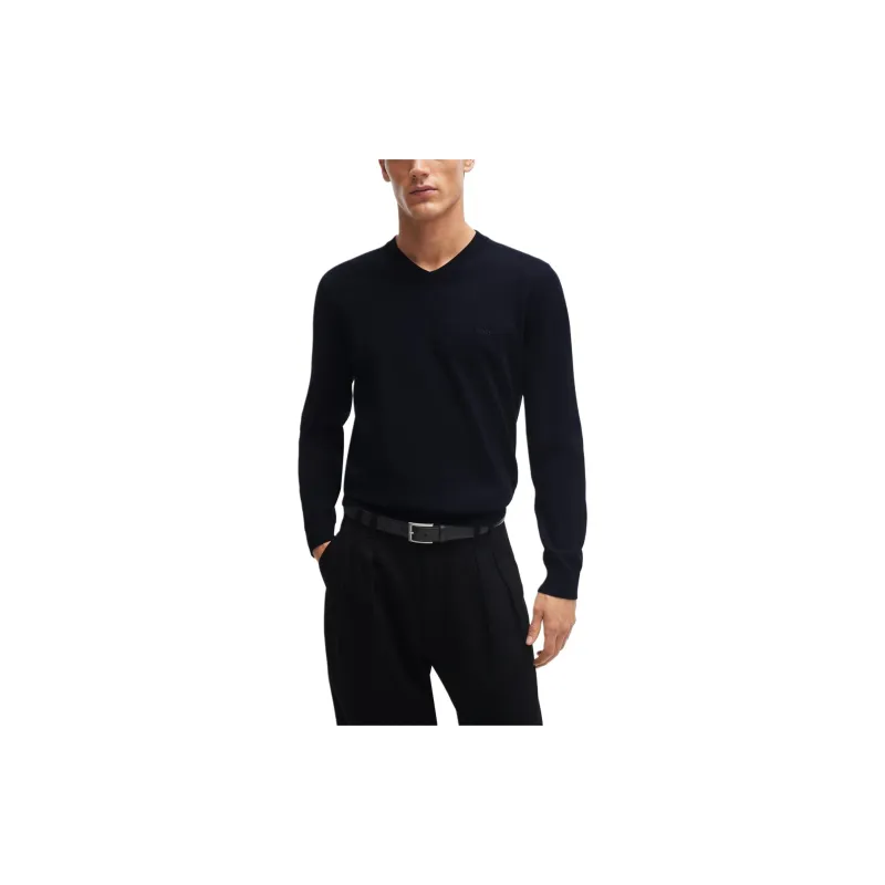 HUGO BOSS V neck Cotton Jumper-2