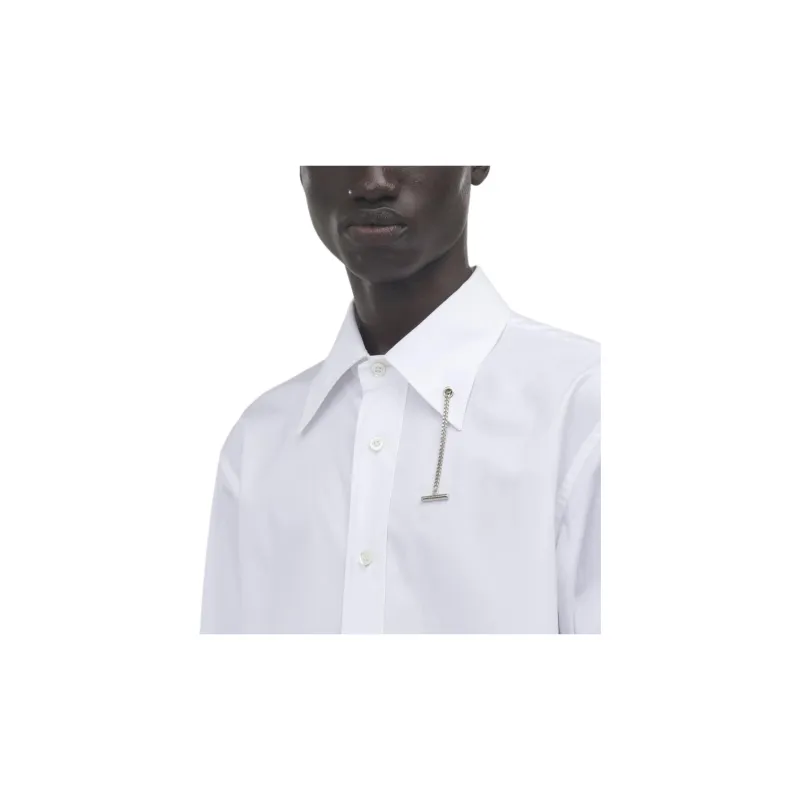 Alexander McQueen Cross Bar Chain Curved Hem Shirt-5