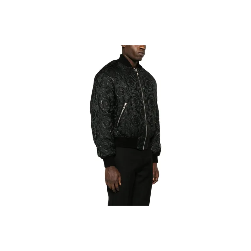 VERSACE Baroque Cloquet Zipped Bomber Jacket-4