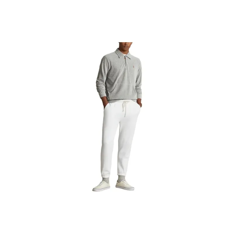 Polo Ralph Lauren SS24 Knit Corduroy Quarter-Zip Pullover Sweatshirt Men's Gray-1
