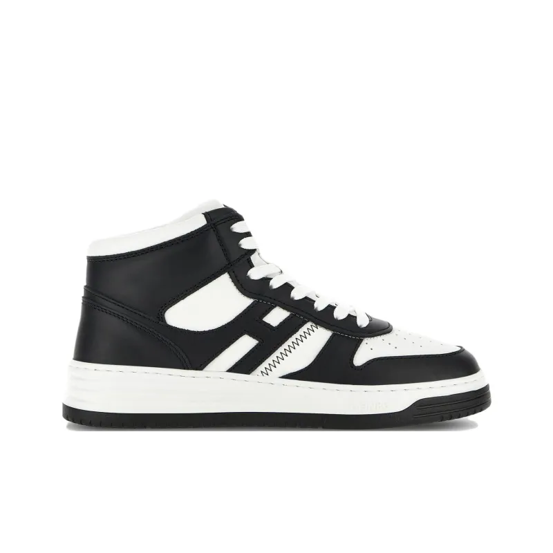 HOGAN H630 High Top Skateboard Shoes Men's White Black-1