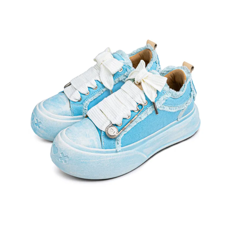 SOAP OPERA Wiping Color Series Low Top Canvas Shoes Unisex Crushed Ice Blue Box-5
