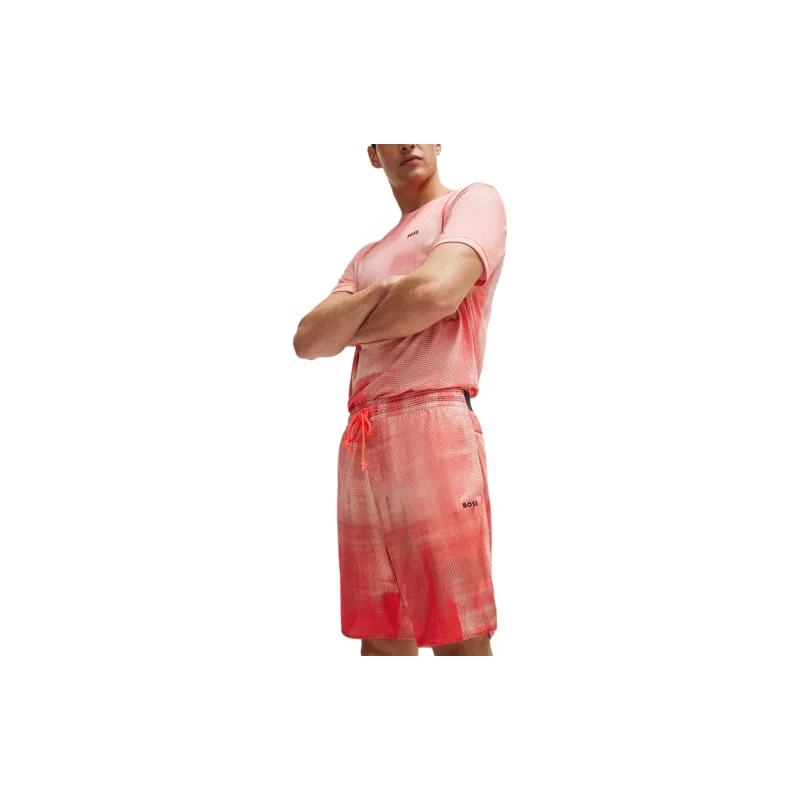 HUGO BOSS Printed-Mesh Shorts With Logo Detail Casual Shorts Men's Red-3